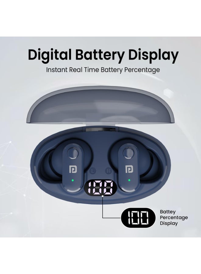 Portronics Harmonics Twins S16 in Ear Wireless TWS Earbuds with 24 Hrs Playtime, Clear Calls, Game & Music Mode, Low Latency, Bluetooth 5.3v, LED Display, Type C Fast Charging(Blue) - Image 5